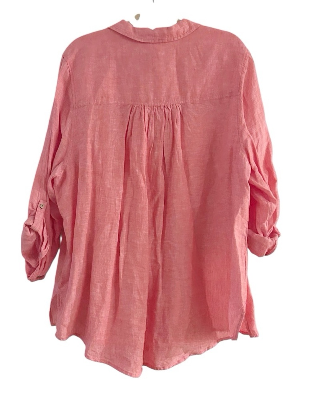 Sigrid Olsen Linen Button Up Top Size 2X Pink Ling Sleeve - Picture 2 of 9